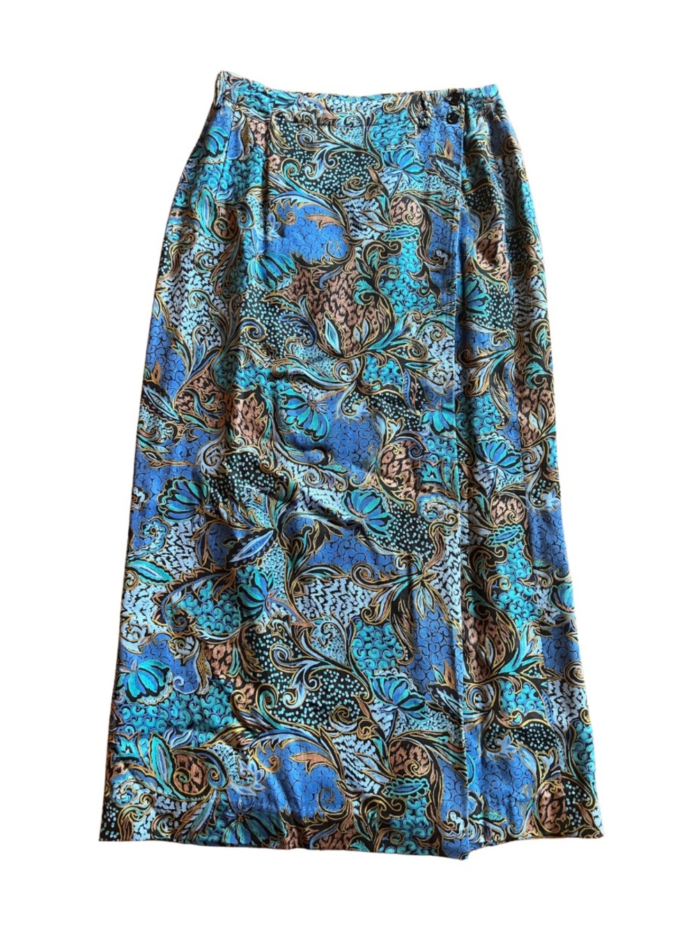 Vintage Elliot Lauren Blue and Brown Paisley Maxi Skirt